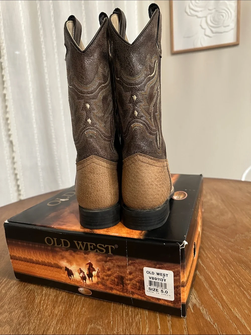 Old West Two-Tone Brown Western Pull-On Boots